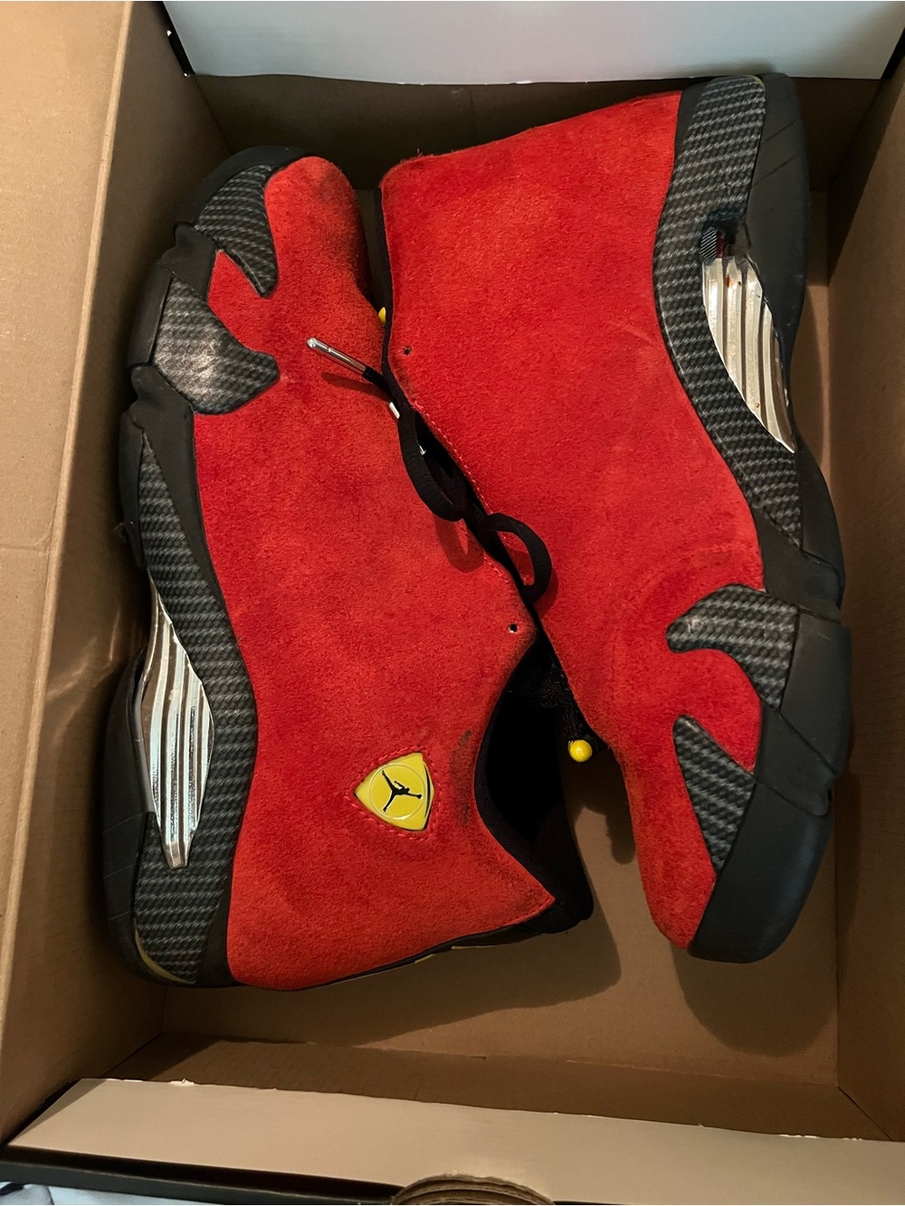 “Chicago” Nike Air Jordan 14 Retro Red Suede Basketball Sneakers with Black